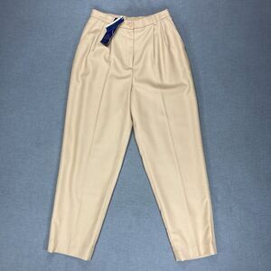 NWT‎ Charter Club Pants Womens 10P Tan 100% Wool Pleated High Waisted Career
